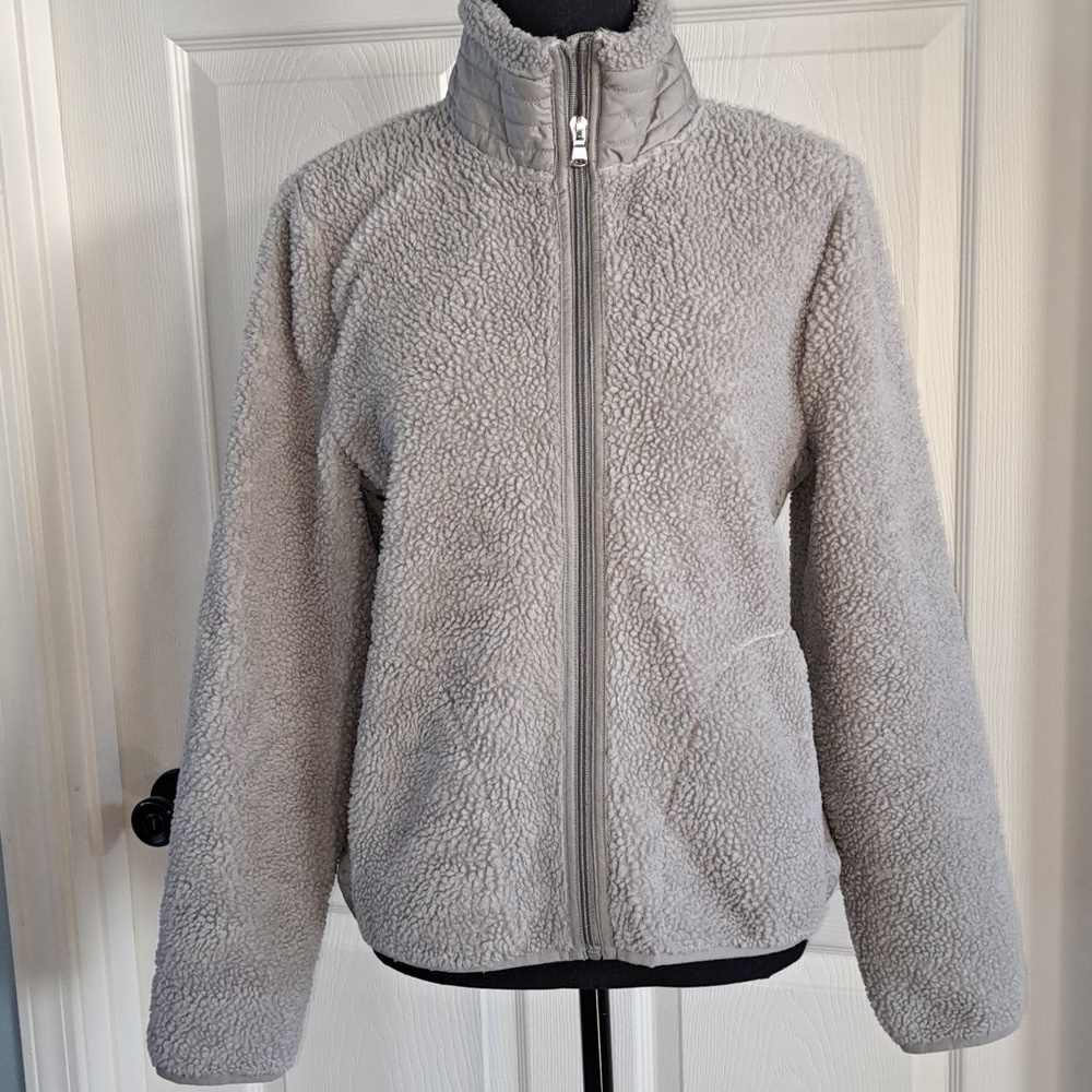 L-RL Lauren Active Gray Full Zip Outerwear Pockets Fitted Shepa Jacket Coat